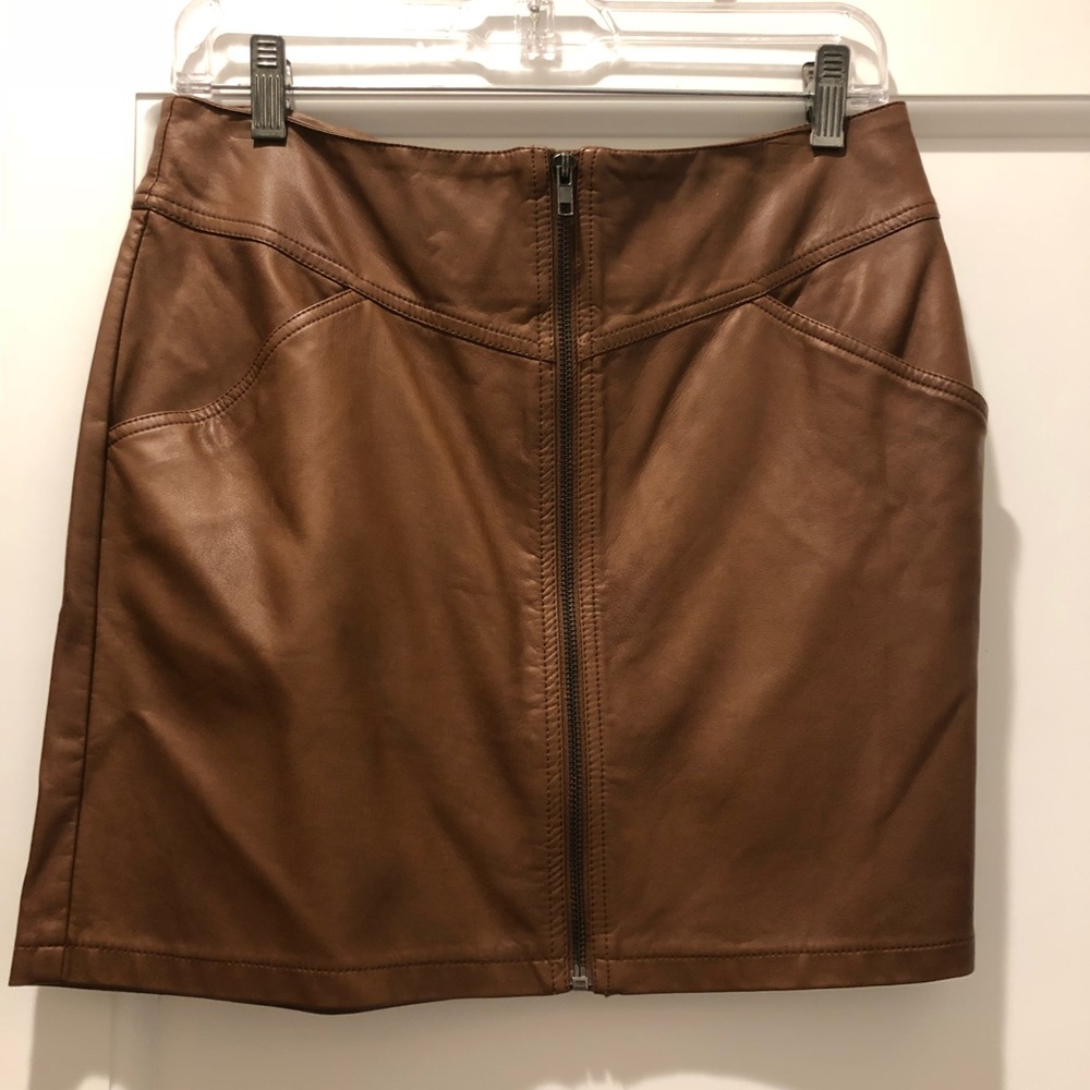 Brown leather skirt NWT